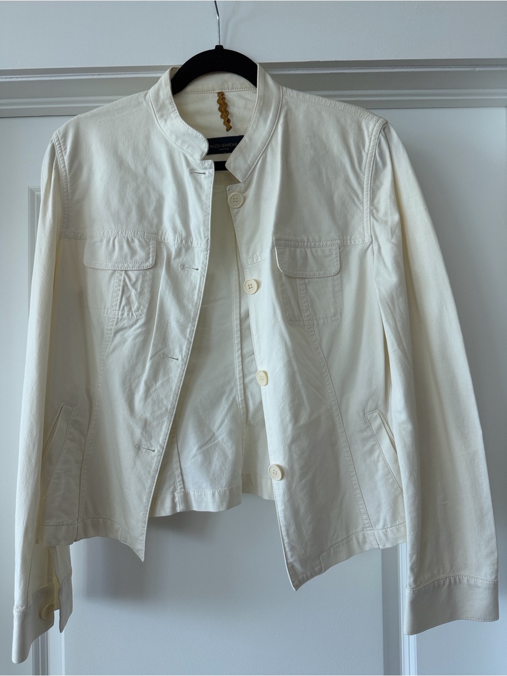 Piazza Sempione Off-White Stretch Denim Jacket – Made in Italy – Size M